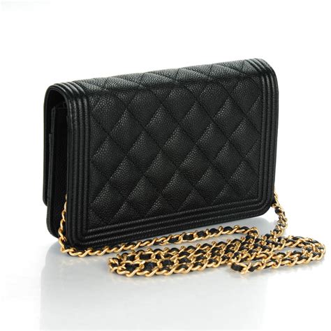 CHANEL Caviar Quilted Boy Wallet On Chain WOC 